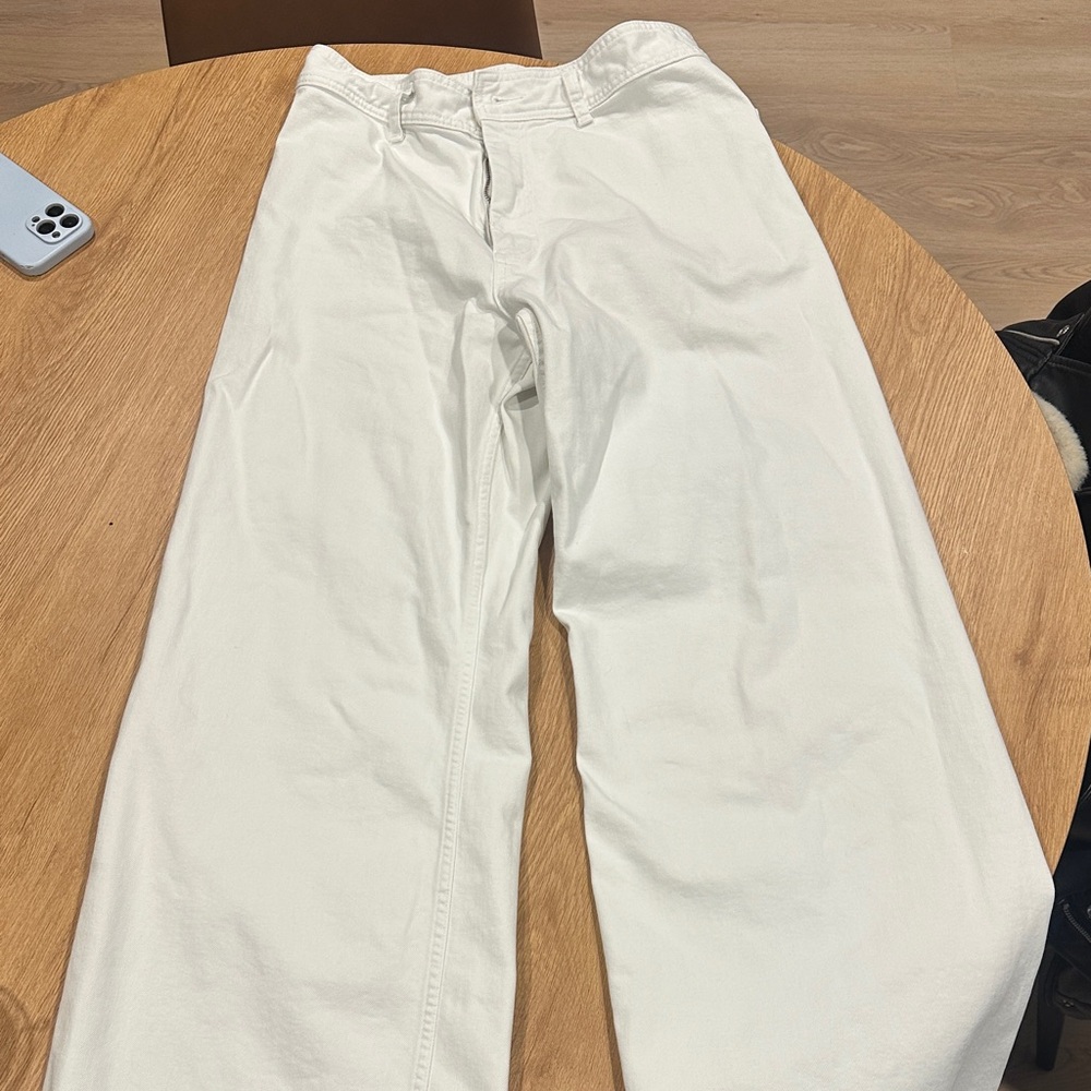 Zara Cream Wide-Leg Jeans